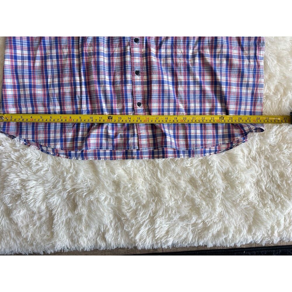 Hawker Rye Mens 3XL Relaxed Stretch Plaid Long Sleeve Button Down Shirt Red Blue - Picture 7 of 7